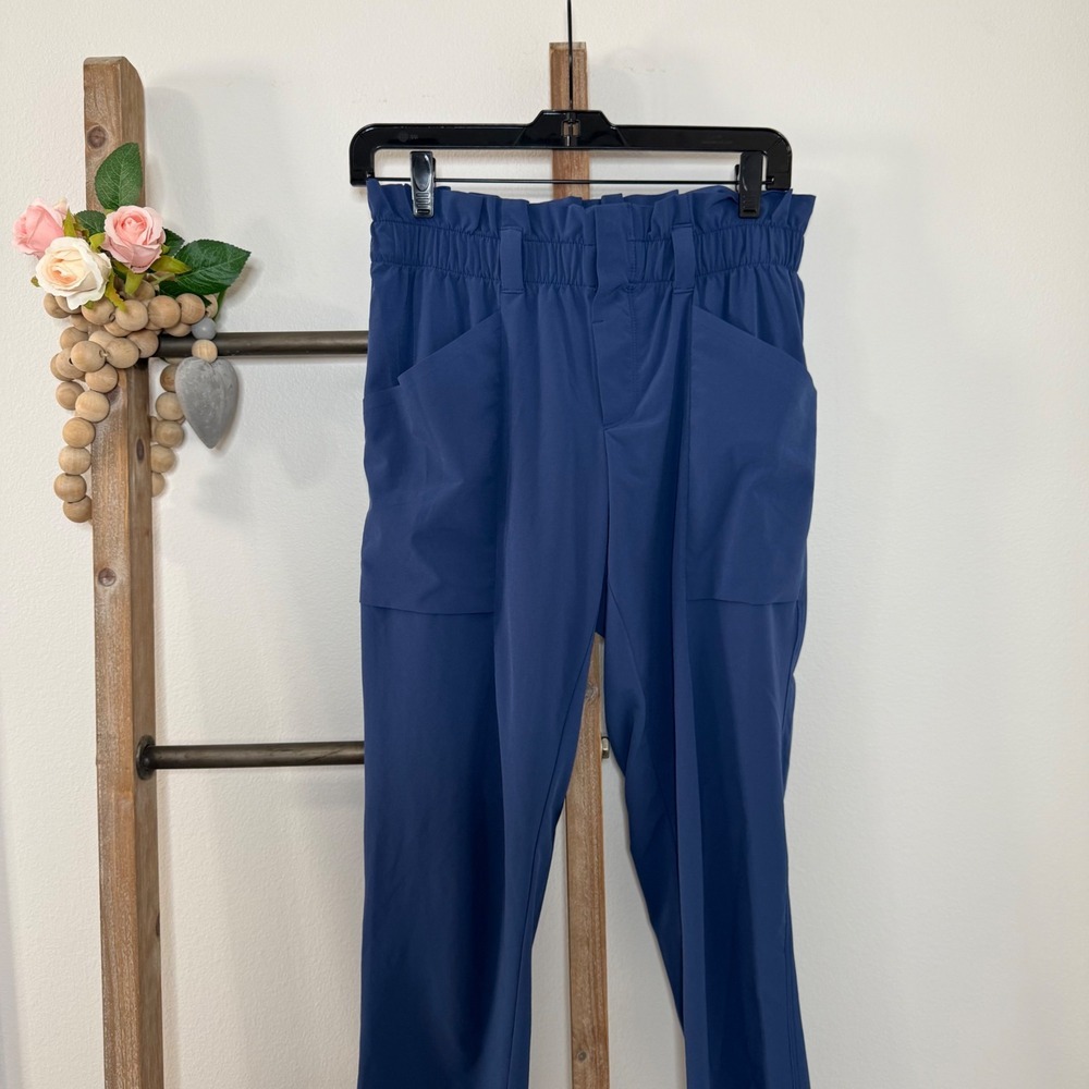 Athleta Skyline Paper Bag High Waisted Blue Pants Size 4 - Picture 3 of 10